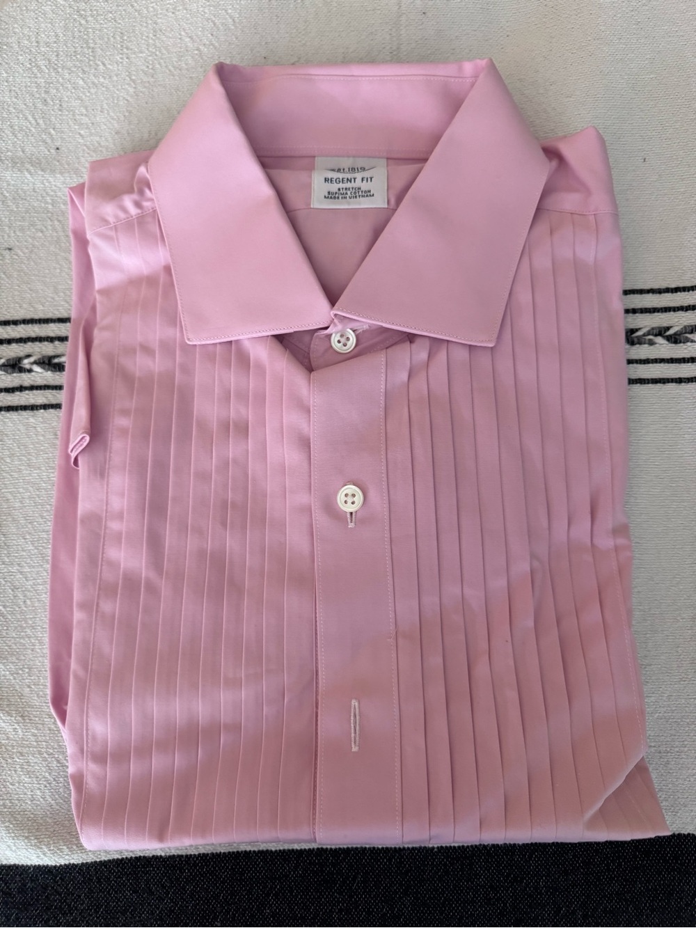 Brooks Brothers Classic Pink Pleated Tuxedo Shirt size L